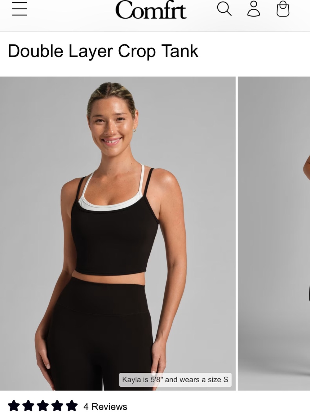 Comfrt Double Layer Crop Tank — Black/White